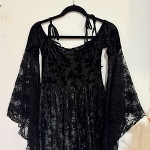 Black Lace Bell Sleeve Dress
